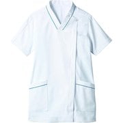 スクラブ(レディス・半袖) 9L 白/ターコイズ 73-2103