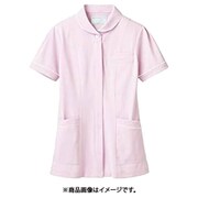 ナースジャケット(半袖) M ピンク/白 73-1694