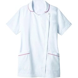 ナースジャケット（レディス・半袖） 4L 白/バーガンディ 73-2112