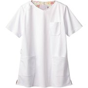 スクラブ(レディス・半袖) L オフホワイト×ピンク LW603-12