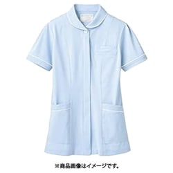 ナースジャケット（半袖） L サックス/白 73-1696