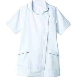 ナースジャケット（レディス・半袖） M 白/ターコイズ 73-2113