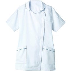 ナースジャケット（レディス・半袖） L 白/ターコイズ 73-2113