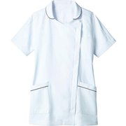 ナースジャケット(レディス・半袖) 6L 白/ネイビー 73-2119