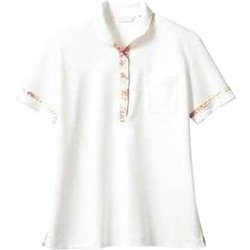 ニットシャツ（レディス・半袖） LL オフホワイト×ピンク LW201-12