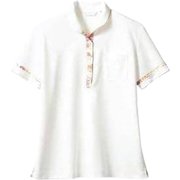 ニットシャツ(レディス・半袖) LL オフホワイト×ピンク LW201-12