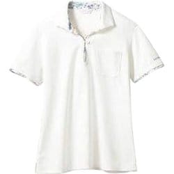 ニットシャツ（レディス・半袖） M オフホワイト×ブルー LW203-13