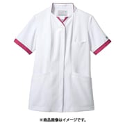 ナースジャケット（レディス・半袖） M 白×バーガンディ PP302-18