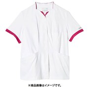ナースジャケット（レディス・半袖） 6L 白×バーガンディ PP302-18