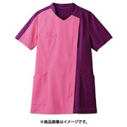 スクラブ（レディス・半袖） 5L コーラルレッド/ワイン 73-2232