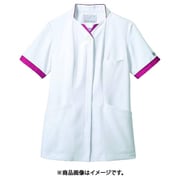 ナースジャケット（レディス・半袖） 8L 白×バーガンディ PP302-18