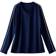 ニットスクラブ（男女兼用・長袖） LL ネイビー/白 JK211-91