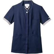 ナースジャケット(レディス・半袖) 5L ネイビー×グレー PP302-91