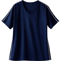 ニットスクラブ（男女兼用・半袖） LL ネイビー/白 JK212-91