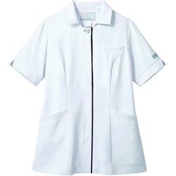 ナースジャケット（レディス・半袖） 5L 白×ネイビー PP303-19