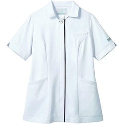 ナースジャケット（レディス・半袖） 9L 白×ネイビー PP303-19