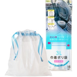 巾着ポリ袋 3L 約横27cm×縦28cm 15枚入 白半透明