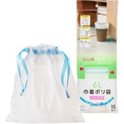 巾着ポリ袋 6L 約横35cm×縦36cm 10枚入 白半透明