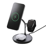 ワイヤレス充電器 15W出力 マグネット式 充電スタンド 3in1 充電器 ブラック W-MS07BK