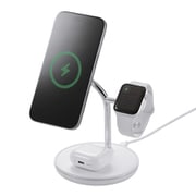 ワイヤレス充電器 15W出力 マグネット式 充電スタンド 3in1 充電器 ホワイト W-MS07WH