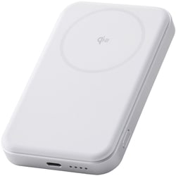 マグネット式 モバイルバッテリー Qi2 ワイヤレス充電 / USB充電 両対応 5000mAh 最大15W PSE適合 ケーブル付属 ホワイト DE-C68-5000WH