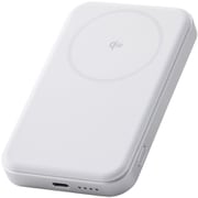 マグネット式 モバイルバッテリー Qi2 ワイヤレス充電 / USB充電 両対応 5000mAh 最大15W PSE適合 ケーブル付属 ホワイト DE-C68-5000WH