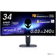 Dell Alienware ゲーミングモニター 曲面 34.2型/無輝点3年保証/WQHD/QD-OLED/DP1.4x1、HDMI2.1x2/高さ調整/VESA DisplayHDR True Black 400 AW3425DW-R