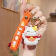 HH-1803 [招き猫ラバーキーホルダー 招き猫 オレンジ]