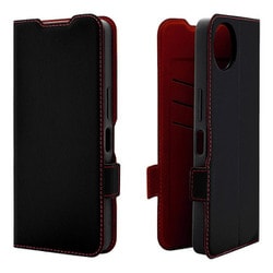 AQUOS Wish5用 手帳型ケース 薄型 カード入れ スタンド機能 衝撃吸収 シンプル サイドマグネット BK RD 8809AW5BSMBKR