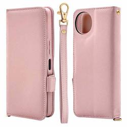 AQUOS Wish5用 手帳型ケース カード入れ おしゃれ スタンド機能 シンプル ハンドストラップ付き マグネット式 ライトピンク 8812AW5BHSLPK
