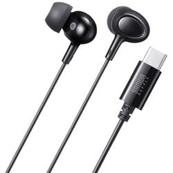 USB Type-C イヤホンマイク カナル型 有線 手元スイッチ ケーブル長1.2m 無指向性 ブラック MM-HSTC04BK