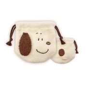 SPCQ-518 PEANUTS ふわふわフェイス巾着 スヌーピー / にこにこ