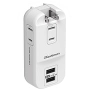 USB付電源タップ AC×3/USB-A×2 リバーシブルUSB 自動識別IC搭載 180度回転スイングプラグ ホワイト AC-067