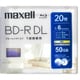 録画用 BD-R DL 1回録画用 片面2層 50GB 1-6倍速 インクジェットプリンター対応 デザインプリントレーベル 20枚 BRV50WPH.20S