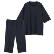 AOKI疲労回復ウェア・リカバリーケアプラス ゆったり五分袖Tシャツ&七分丈パンツ コットンブレンド ユニセックス(紺/L) 2412001