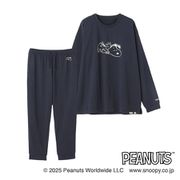 AOKI&PEANUTSコラボ AOKI疲労回復ウェア・リカバリーケアプラス プレミアム ゆったりホームウェア 上下セット コットンブレンド 軽量オールシーズンタイプ ユニセックス(紺/L) APT25S01R