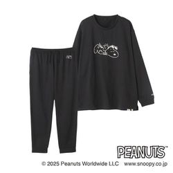 AOKI＆PEANUTSコラボ AOKI疲労回復ウェア・リカバリーケアプラス プレミアム ゆったりホームウェア 上下セット コットンブレンド 軽量オールシーズンタイプ ユニセックス（黒/L） APT25S01R