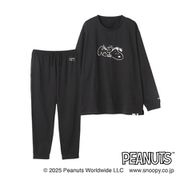 AOKI&PEANUTSコラボ AOKI疲労回復ウェア・リカバリーケアプラス プレミアム ゆったりホームウェア 上下セット コットンブレンド 軽量オールシーズンタイプ ユニセックス(黒/L) APT25S01R