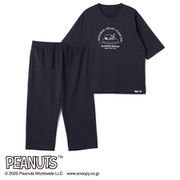 AOKI&PEANUTSコラボ AOKI疲労回復ウェア・リカバリーケアプラス プレミアム ゆったり五分袖Tシャツ&七分丈パンツ コットンブレンド ユニセックス(紺/LL) APT25S16R
