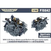 TRFP70042 1/700 米海軍 ボフォース 40mm四連装機関砲（初期型） w/クルー 6基/36体入り [プラモデル用パーツ]