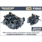 TRFP70043 1/700 米海軍 ボフォース 40mm四連装機関砲（後期型） w/クルー 6基/36体入り [プラモデル用パーツ]