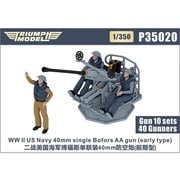 TRFP35020 1/350 米海軍 ボフォース 40mm機関砲（初期型） w/クルー 10基/40体入り [プラモデル用パーツ]