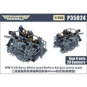 TRFP35024 1/350 米海軍 ボフォース 40mm四連装機関砲（初期型） w/クルー 4基/28体入り [プラモデル用パーツ]
