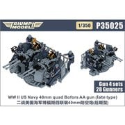 TRFP35025 1/350 米海軍 ボフォース 40mm四連装機関砲（後期型） w/クルー 4基/28体入り [プラモデル用パーツ]