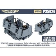 TRFP35026 1/350 米海軍 ボフォース 40mm四連装機関砲（後期型・防盾付） w/クルー 4基/28体入り [プラモデル用パーツ]