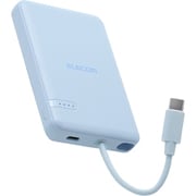 モバイルバッテリー 5000mAh USB-Cケーブル一体型 PSE適合 機内持ち込み可 ブルー DE-C62-5000BU