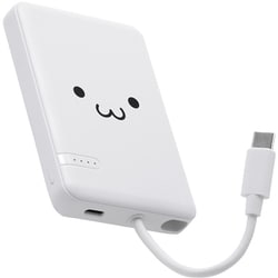 モバイルバッテリー 5000mAh USB-Cケーブル一体型 PSE適合 機内持ち込み可 ホワイト×ブラック DE-C62-5000WF