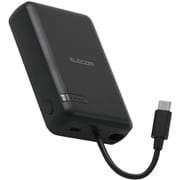 モバイルバッテリー 10000mAh USB-Cケーブル一体型 PSE適合 機内持ち込み可 ブラック DE-C63-10000BK