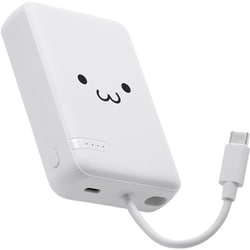 モバイルバッテリー 10000mAh USB-Cケーブル一体型 PSE適合 機内持ち込み可 ホワイト×ブラック DE-C63-10000WF