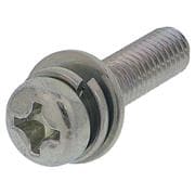 座金組込ねじP=3（鉄/ユニクロめっき）M6x25 入数4本入 MOJ-526
